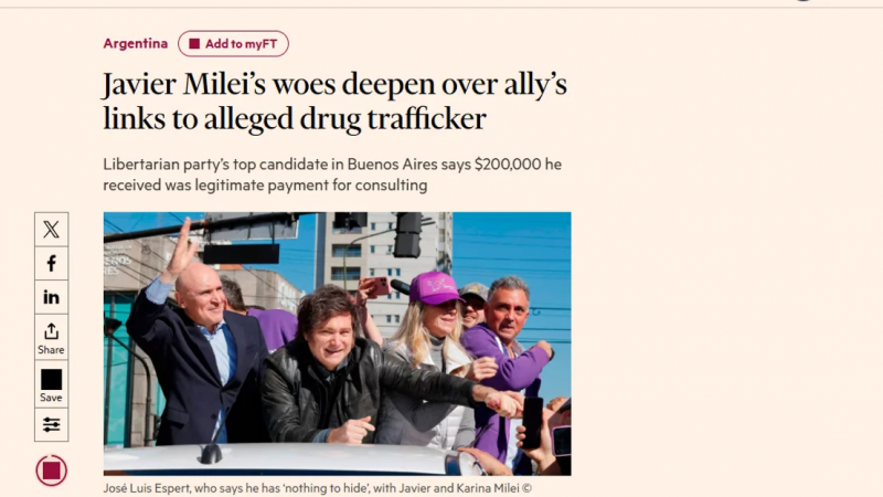 El escandalo de Espert llegó al Financial Times y golpea al Gobierno de Milei